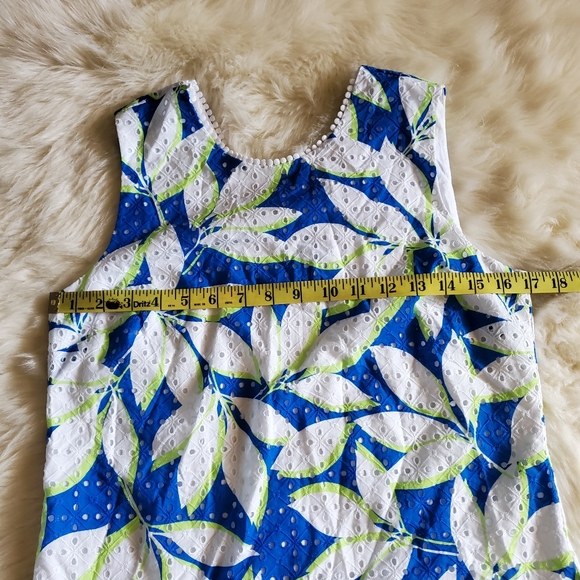 Draper James Eyelet Shift Dress in Sapphire Blue Print Size 2 NWT - Picture 11 of 13